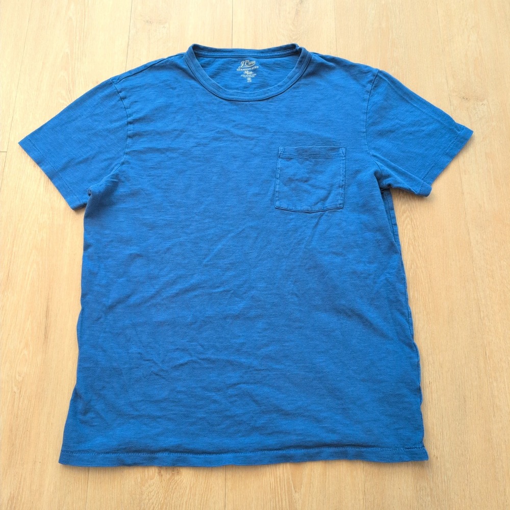 J.Crew Slim Garment-Dyed Slub Cotton Pocket T-Shirt Blue Medium